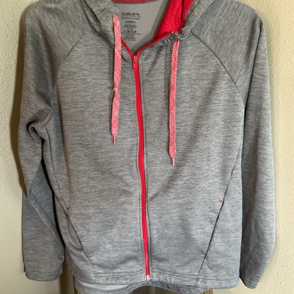 Augusta Sportswear women’s Gray and Red Zip-Up Hoodie size large